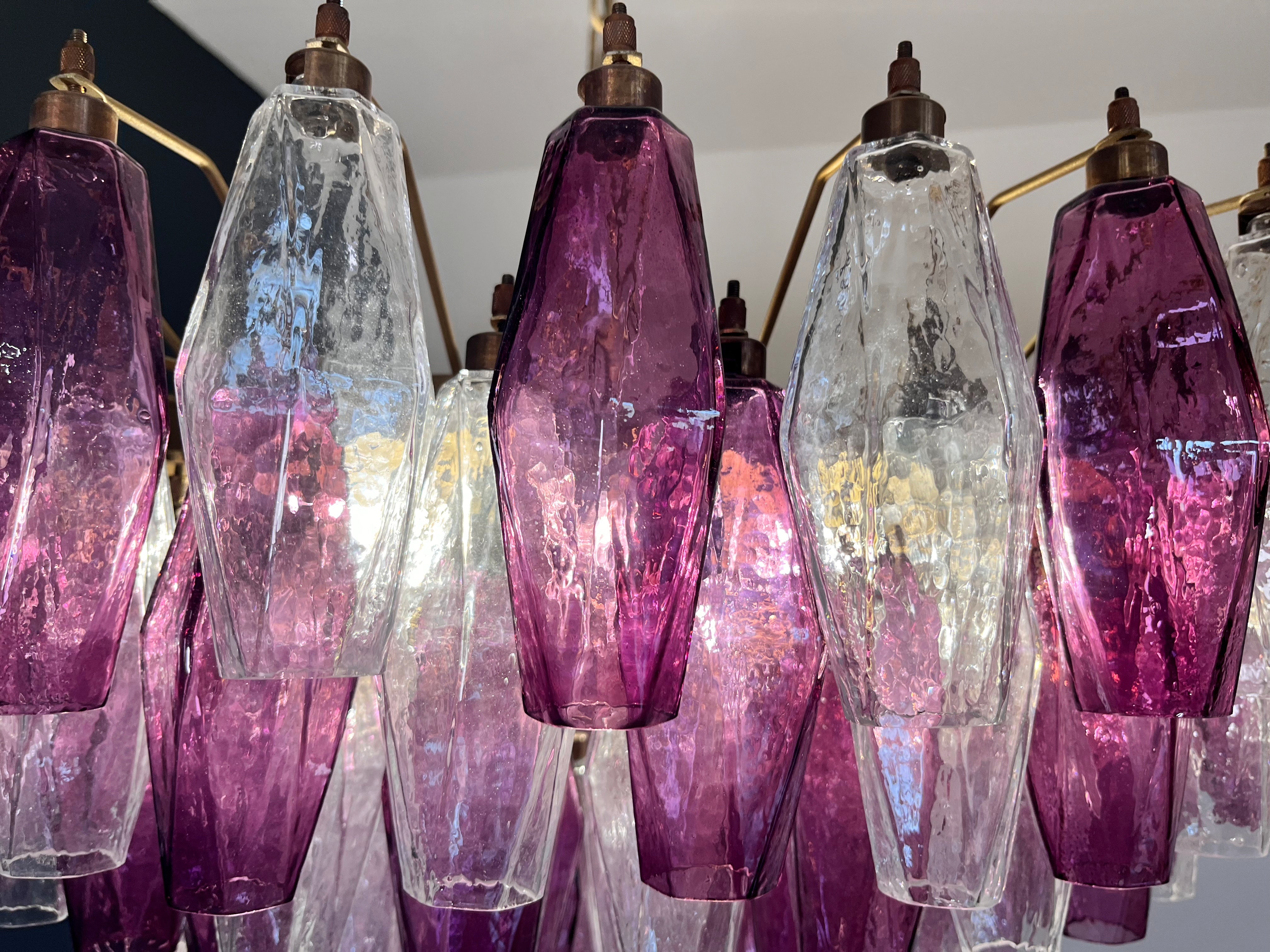 Murano Lysekrone – 185 Lilla og Klare Poliedriglass – detalj 9 – Murano Classics