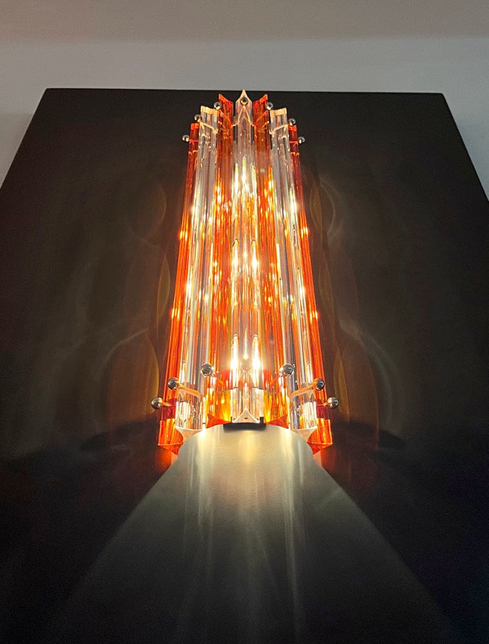 Murano Vegglampe – 14 Klare gul Prismeglass – 2 stk – detalj 4 – Murano Classics