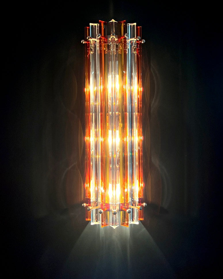Murano Vegglampe – 14 Klare gul Prismeglass – 2 stk – detalj 5 – Murano Classics