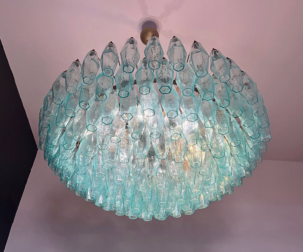 Murano Lysekrone – 185 Turkis Poliedriglass – detalj 10 – Murano Classics