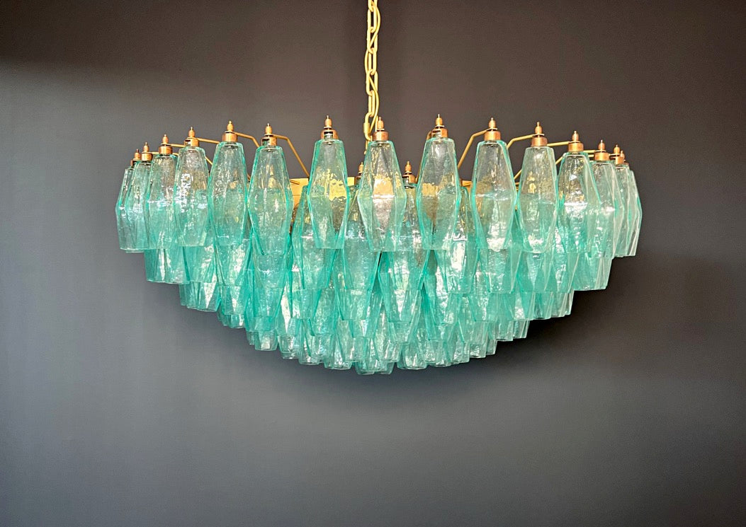Murano Lysekrone – 185 Turkis Poliedriglass – detalj 8 – Murano Classics