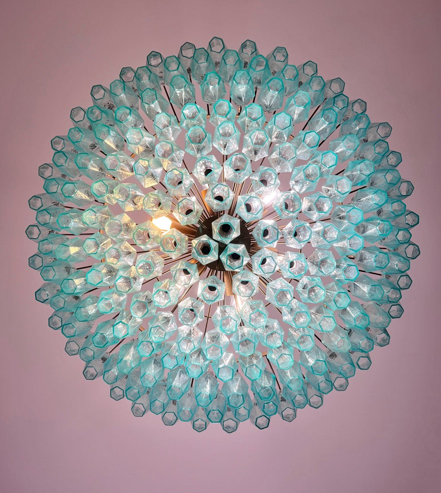 Murano Lysekrone – 185 Turkis Poliedriglass – detalj 7 – Murano Classics
