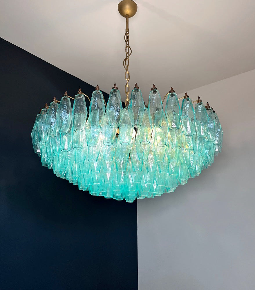 Murano Lysekrone – 185 Turkis Poliedriglass – detalj 4 – Murano Classics