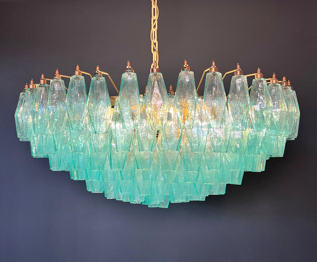 Murano Lysekrone – 185 Turkis Poliedriglass – detalj 3 – Murano Classics
