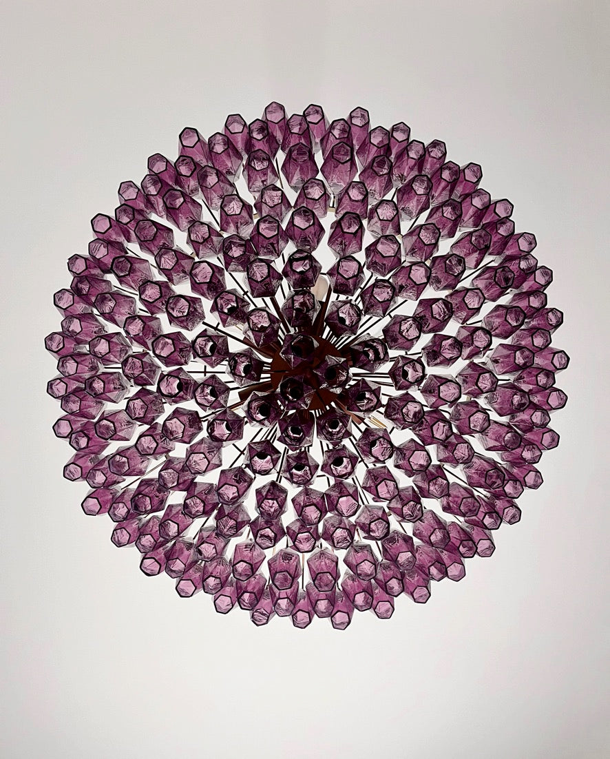 Murano Lysekrone – 185 Lilla Poliedriglass – detalj 1 – Murano Classics