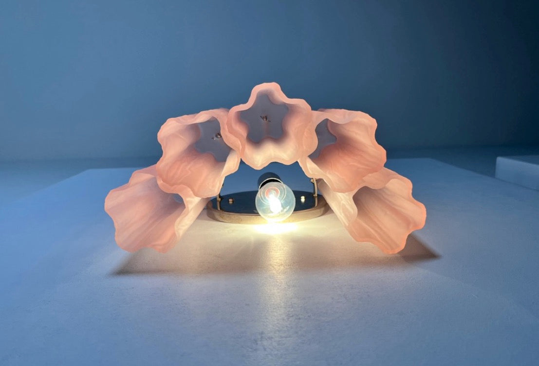 Murano Vegglampe – 5 Rosa Matte Glassrør – 2 stk – detalj 1 – Murano Classics