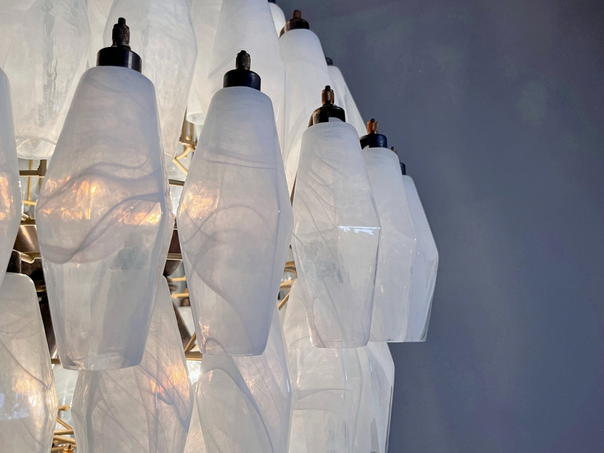 Murano Lysekrone – 140 Alabaster hvit Poliedriglass – detalj 10 – Murano Classics