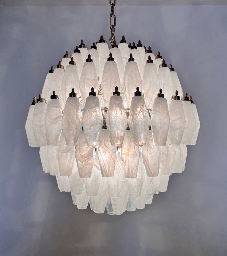 Murano Lysekrone – 140 Alabaster hvit Poliedriglass – detalj 9 – Murano Classics