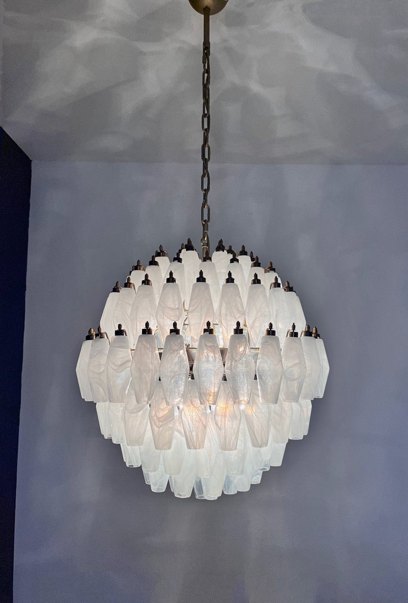 Murano Lysekrone – 140 Alabaster hvit Poliedriglass – detalj 8 – Murano Classics