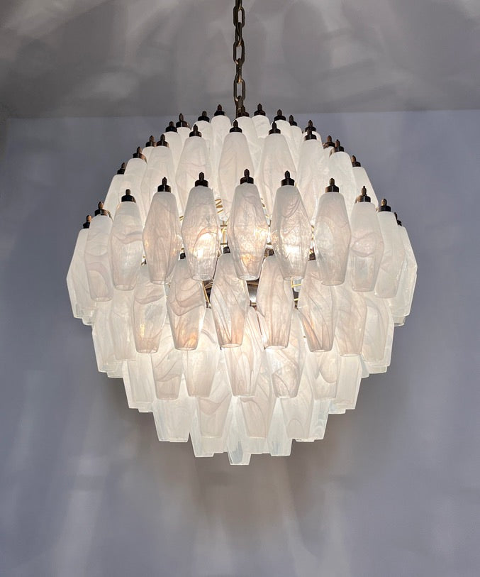 Murano Lysekrone – 140 Alabaster hvit Poliedriglass – detalj 7 – Murano Classics
