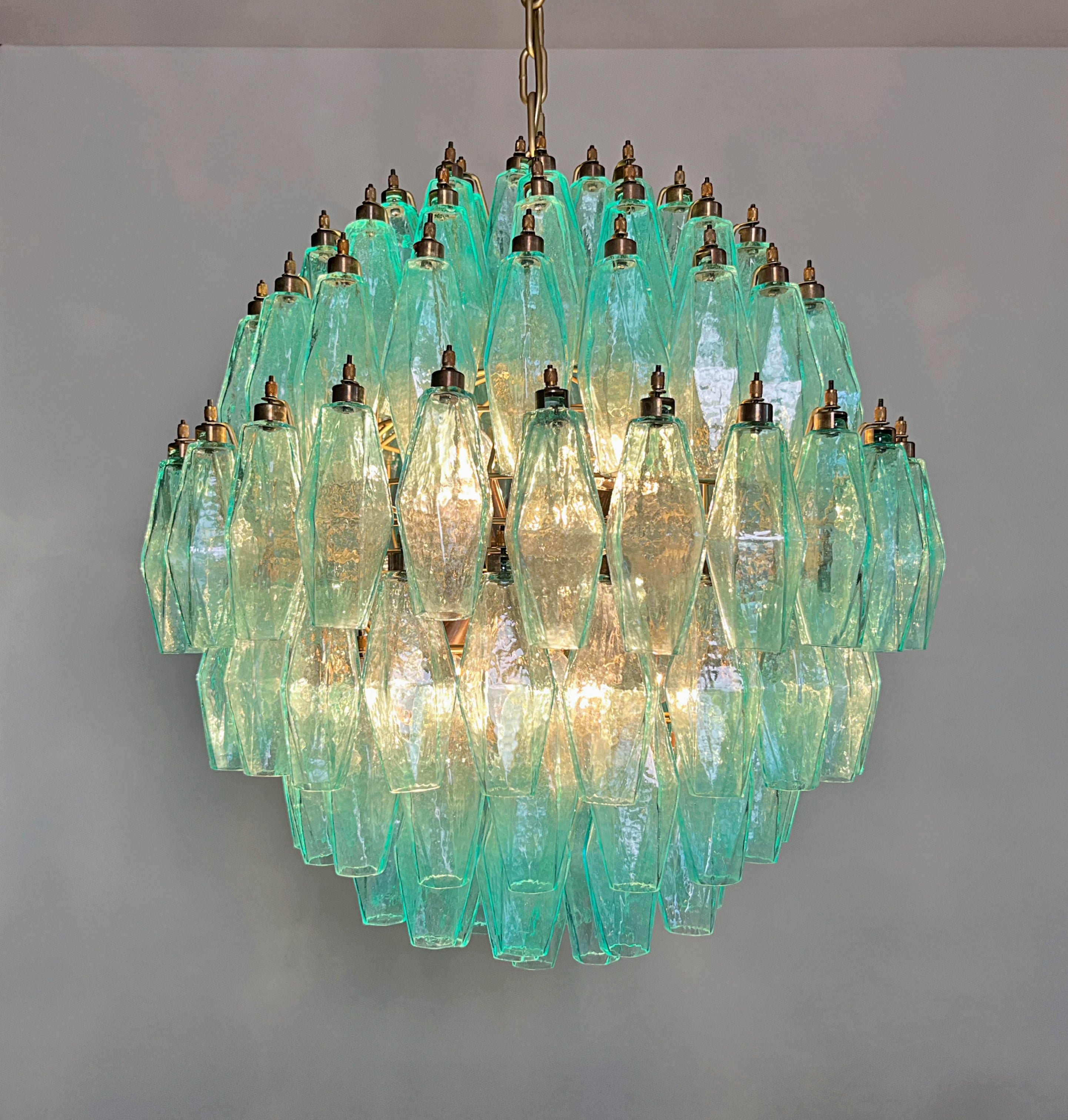 Murano Lysekrone – 140 Turkise Poliedriglass – detalj 7 – Murano Classics