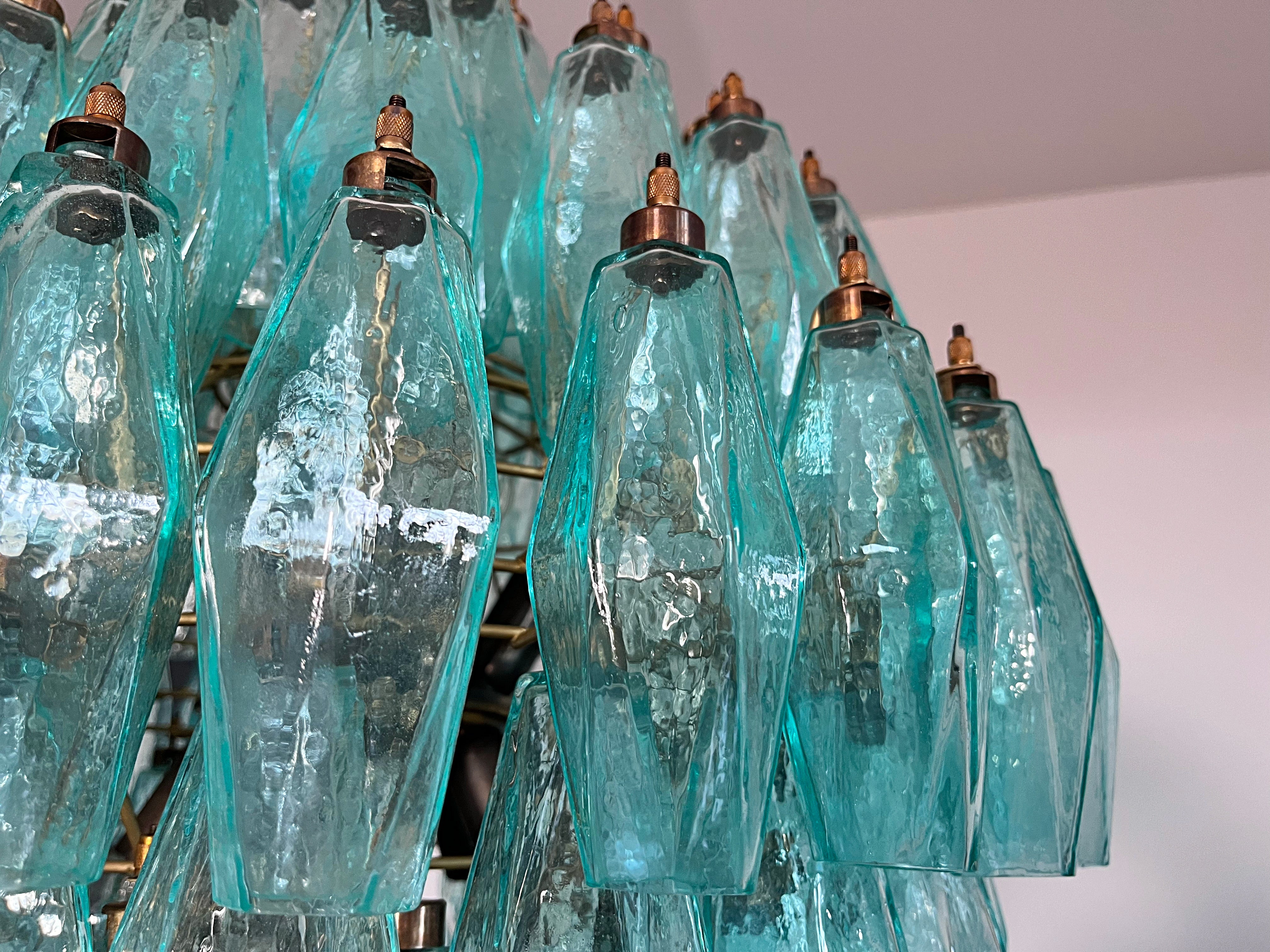 Murano Lysekrone – 140 Turkise Poliedriglass – detalj 2 – Murano Classics