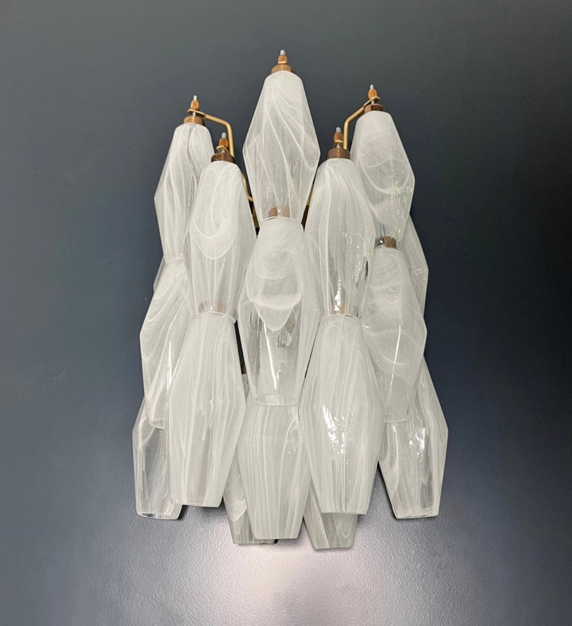 Murano Vegglampe – 17 Hvite Alabaster Poliedriglass – 2 stk – detalj 8 – Murano Classics