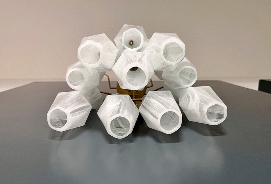 Murano Vegglampe – 17 Hvite Alabaster Poliedriglass – 2 stk – detalj 6 – Murano Classics