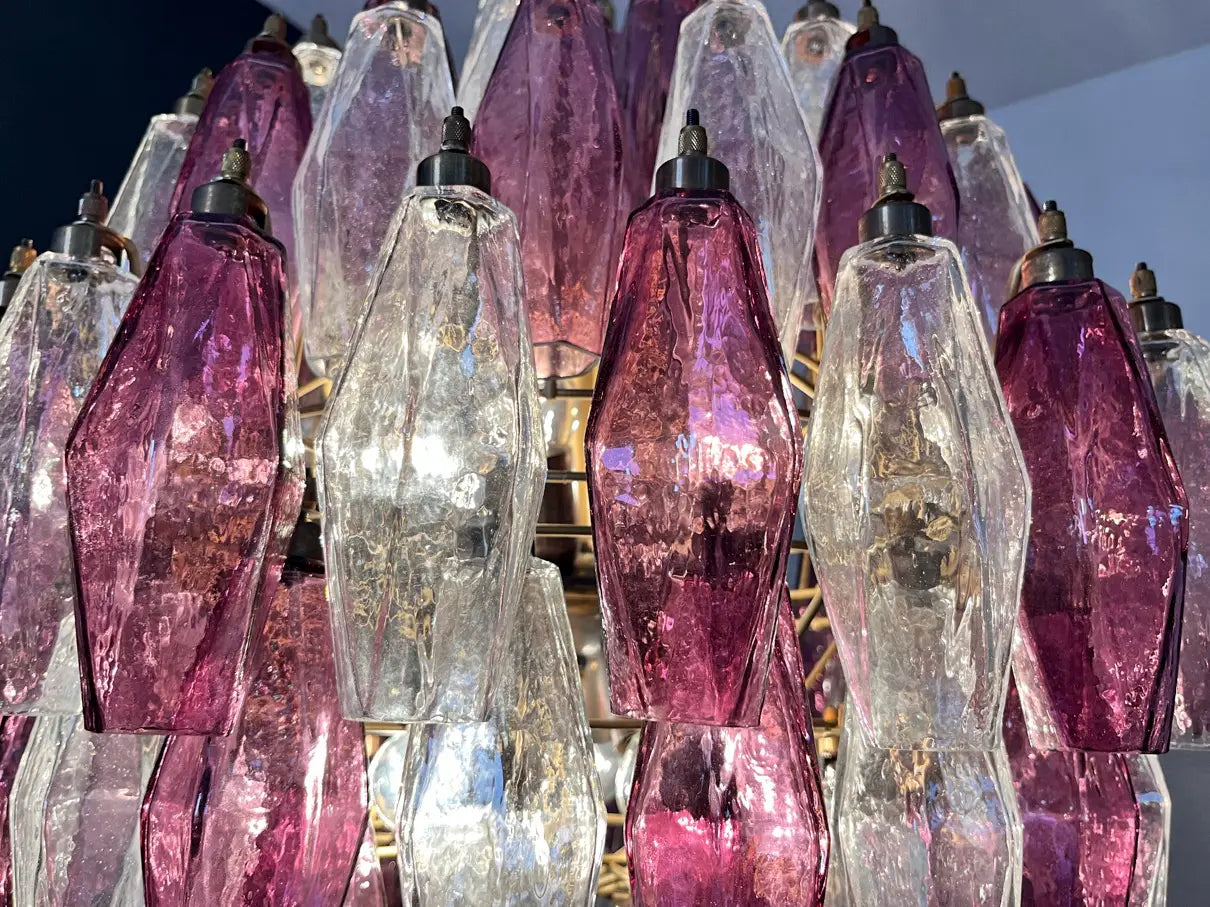 Murano Lysekrone – 140 Lilla og klare Poliedriglass – detalj 6 – Murano Classics