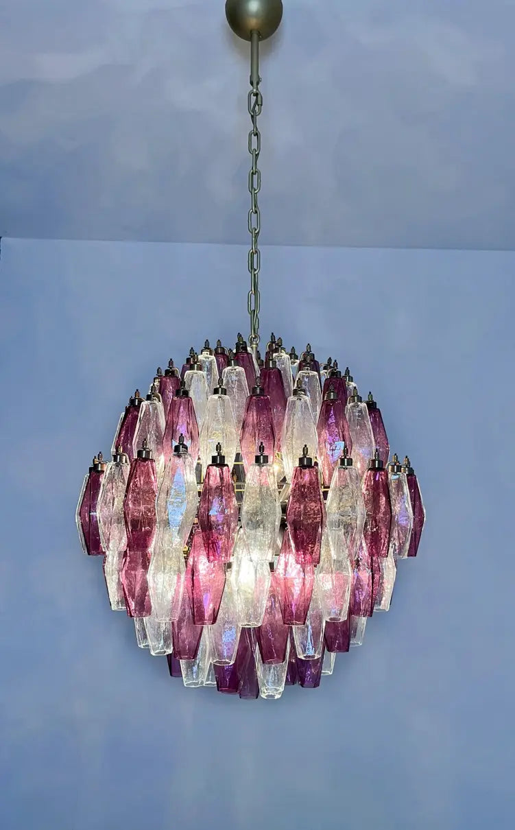 Murano Lysekrone – 140 Lilla og klare Poliedriglass – detalj 5 – Murano Classics
