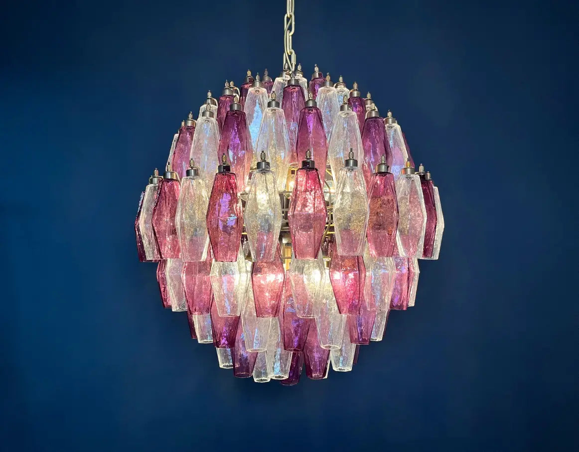 Murano Lysekrone – 140 Lilla og klare Poliedriglass – detalj 4 – Murano Classics