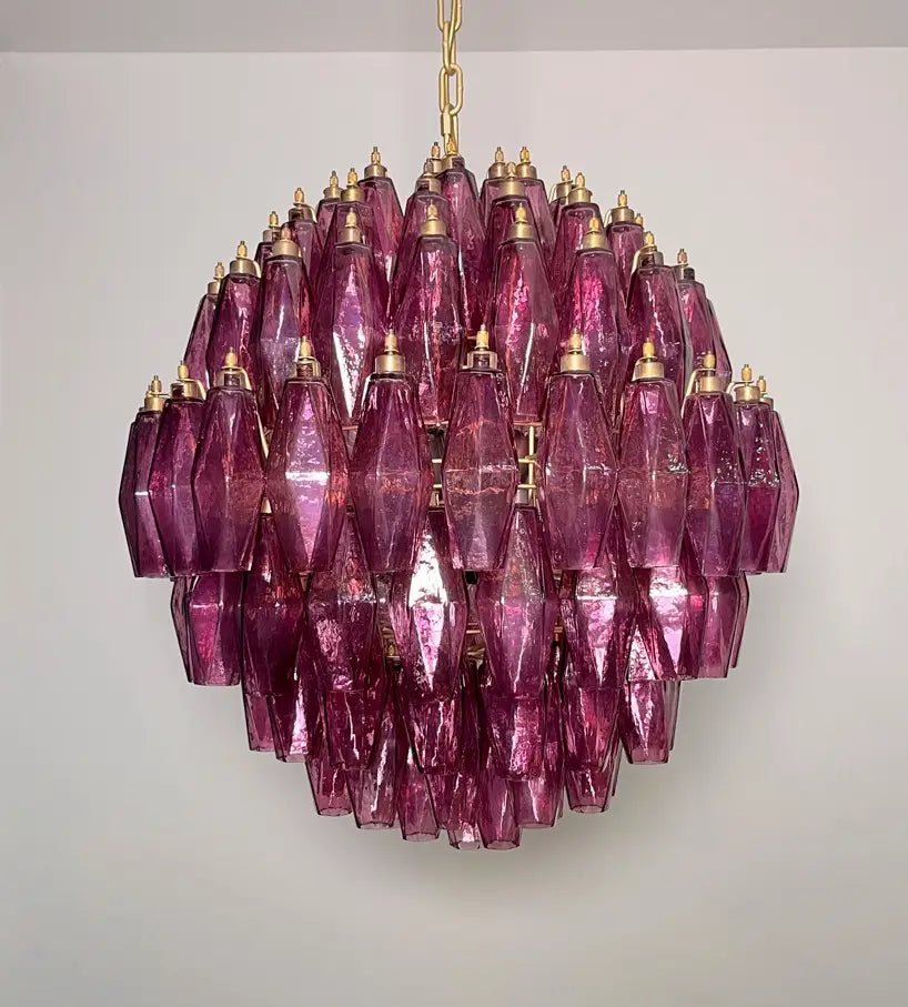 Murano Lysekrone – 140 Lilla Poliedriglass – detalj 3 – Murano Classics
