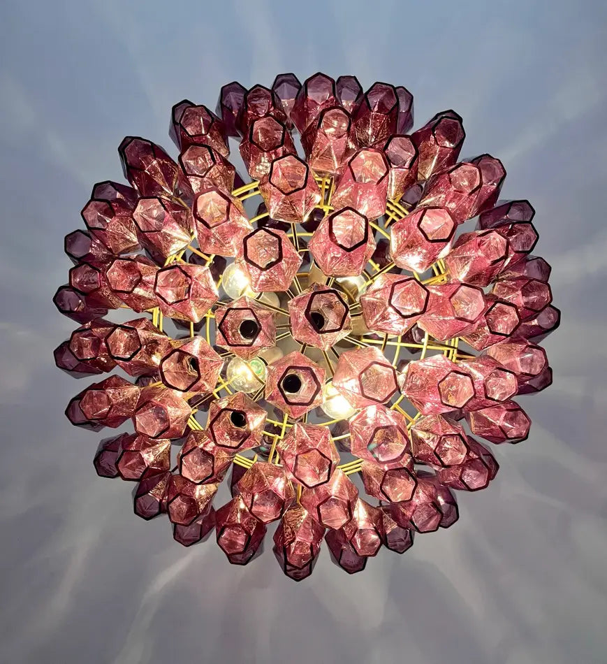 Murano Lysekrone – 140 Lilla Poliedriglass – detalj 1 – Murano Classics