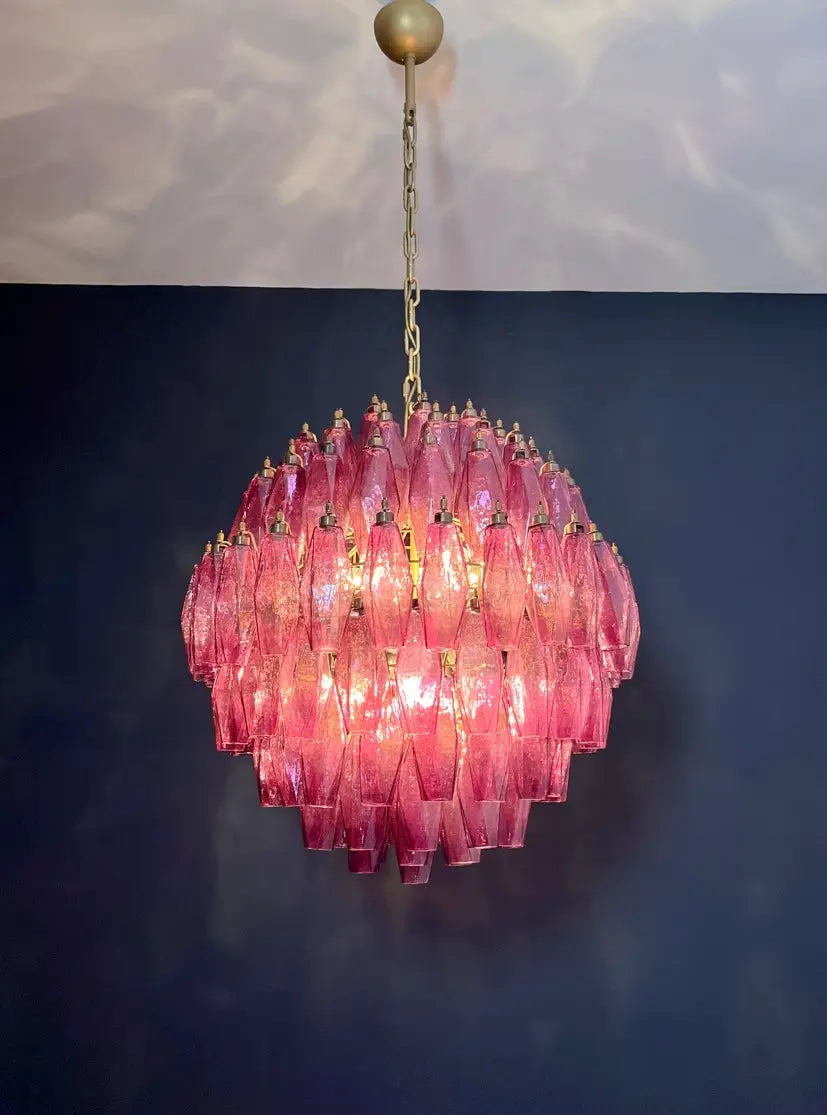 Murano Lysekrone – 140 Lilla Poliedriglass – detalj 7 – Murano Classics