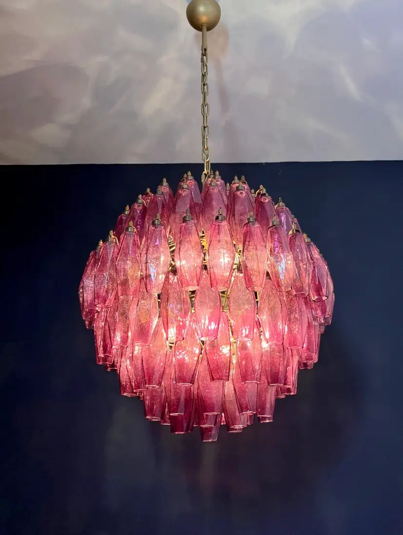 Murano Lysekrone – 140 Lilla Poliedriglass – detalj 6 – Murano Classics