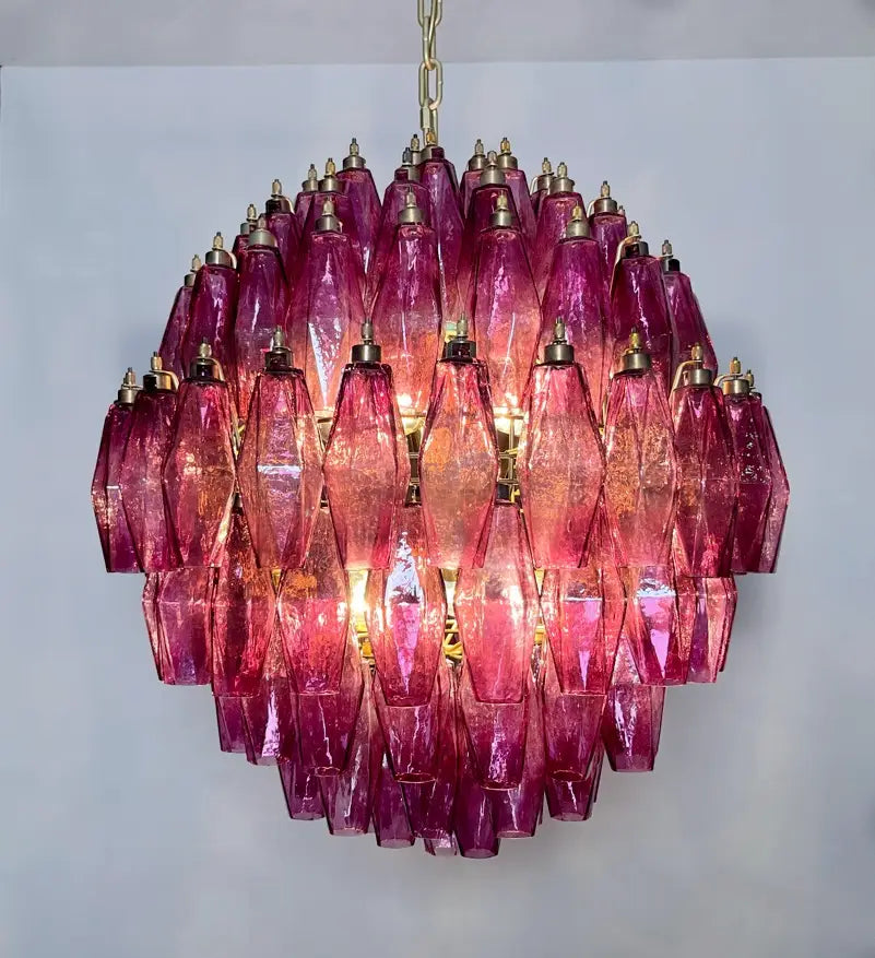 Murano Lysekrone – 140 Lilla Poliedriglass – detalj 5 – Murano Classics