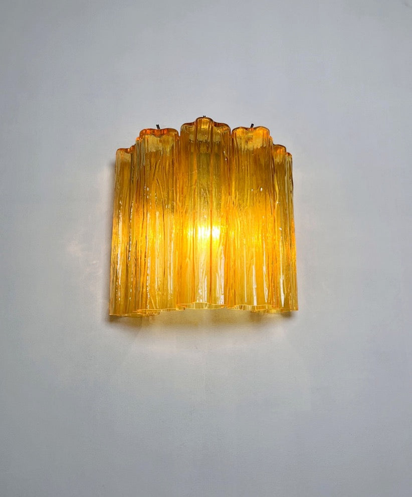 Murano Vegglampe – 5 Gule Glassrør – 2 stk – detalj 6 – Murano Classics