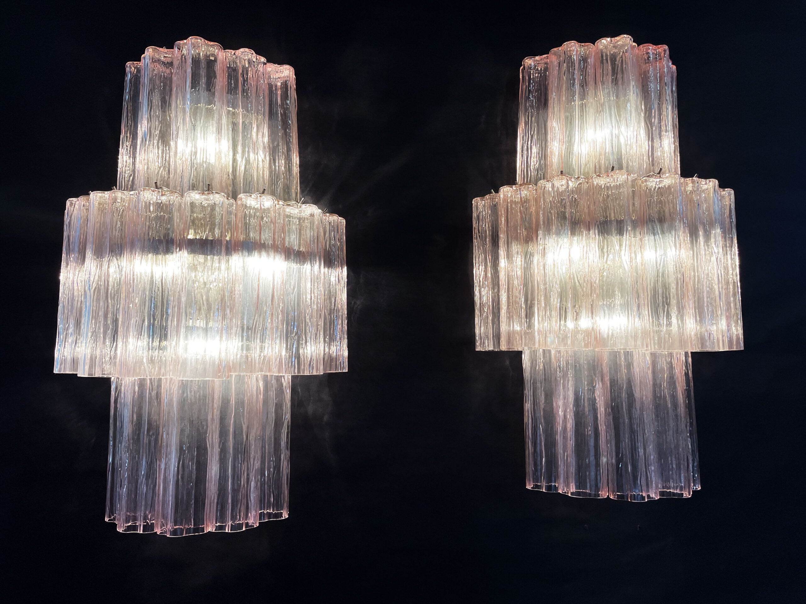 Murano Vegglampe – 18 Rosa Prismeglass – 2 stk – detalj 10 – Murano Classics