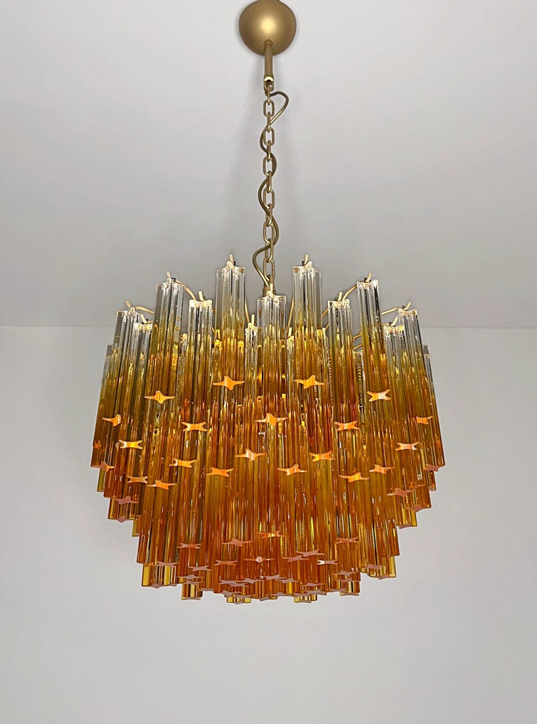 Murano Lysekrone – 107 Gule Prismeglass – Murano Classics
