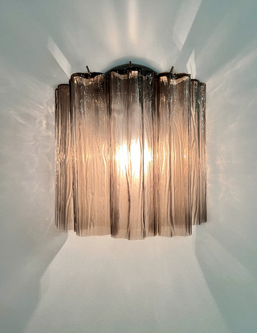 Murano Vegglampe – 5 Røykfargede Glassrør – 2 stk – detalj 7 – Murano Classics