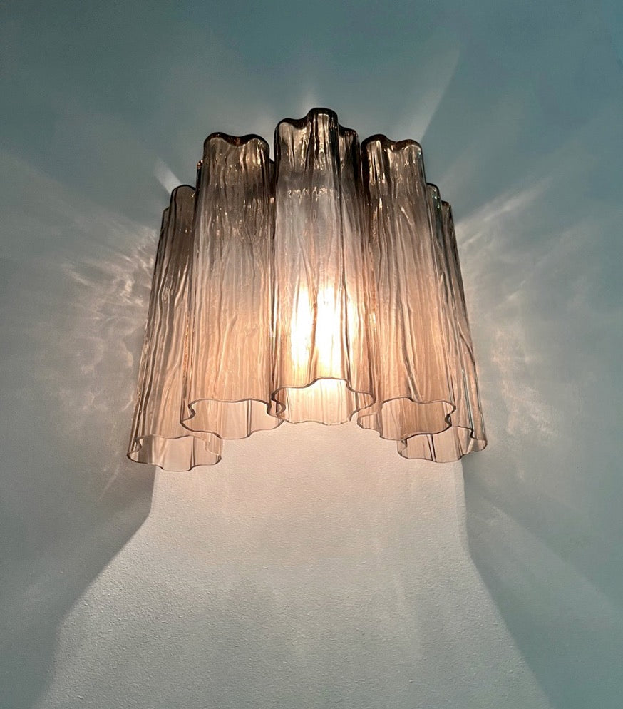 Murano Vegglampe – 5 Røykfargede Glassrør – 2 stk – detalj 5 – Murano Classics