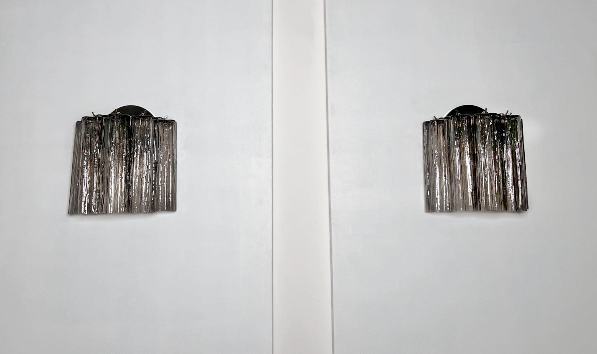 Murano Vegglampe – 5 Røykfargede Glassrør – 2 stk – Murano Classics