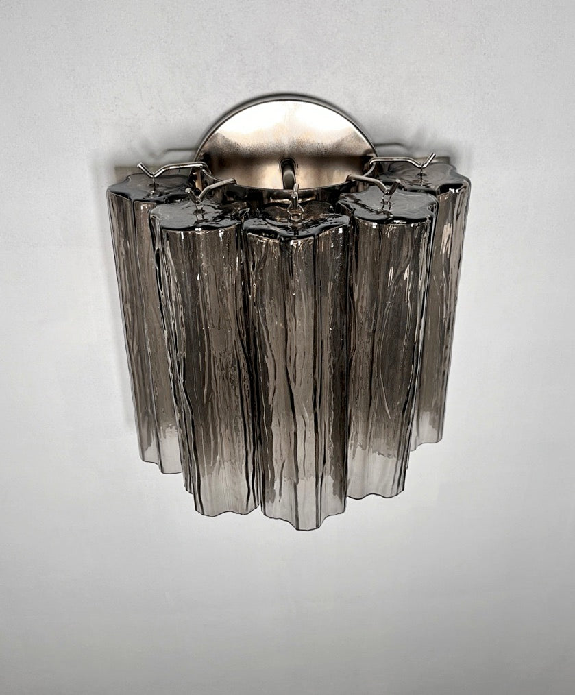 Murano Vegglampe – 5 Røykfargede Glassrør – 2 stk – detalj 2 – Murano Classics