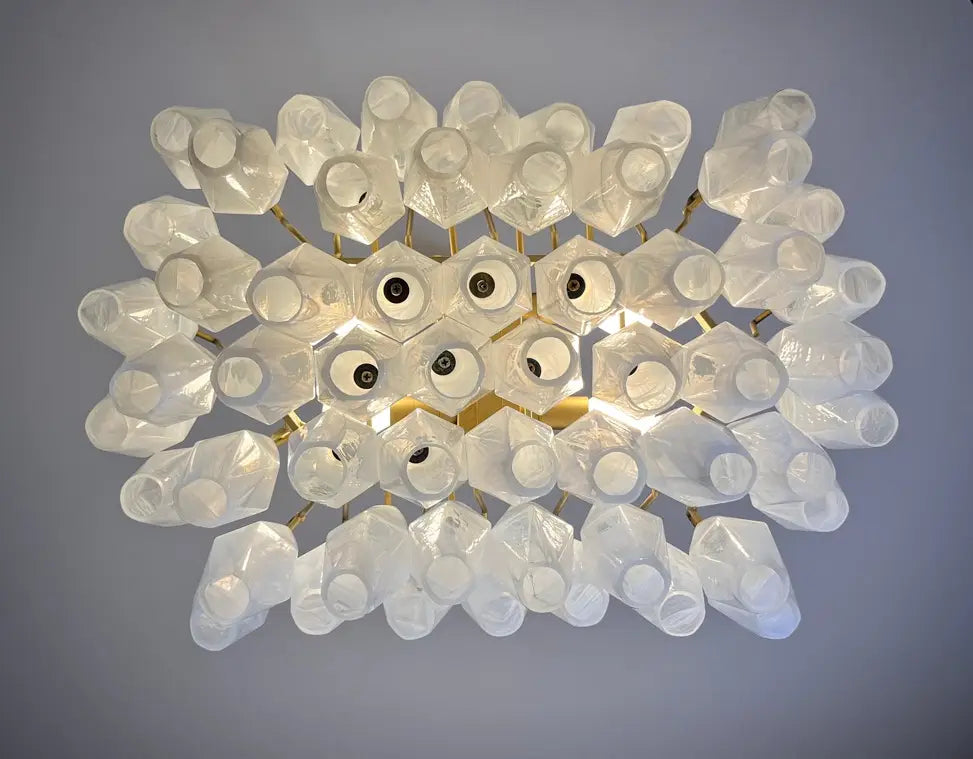 Murano Lysekrone – 56 Alabaster Hvite Poliedriglass – detalj 9 – Murano Classics