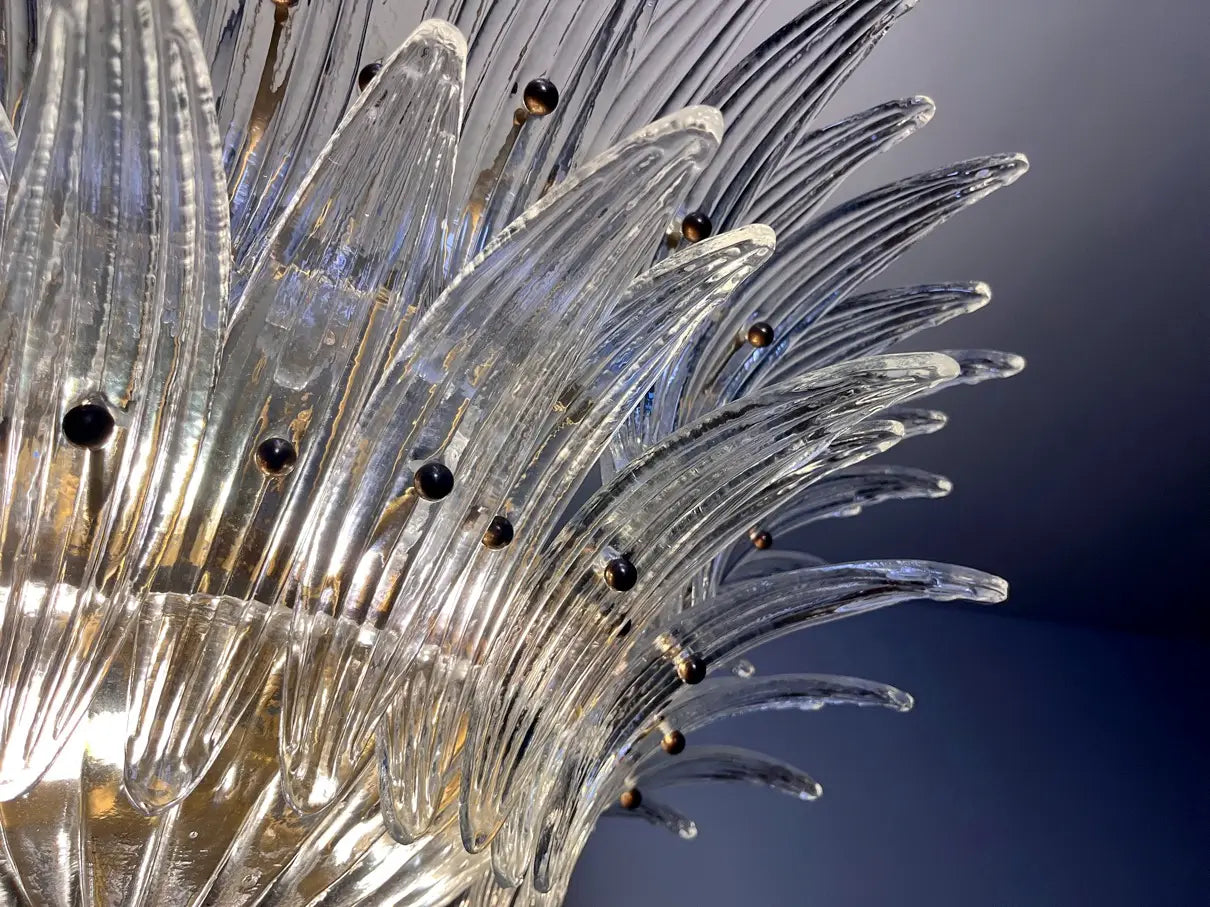 Murano Lysekrone – 82 Klare Palmeglass – detalj 7 – Murano Classics