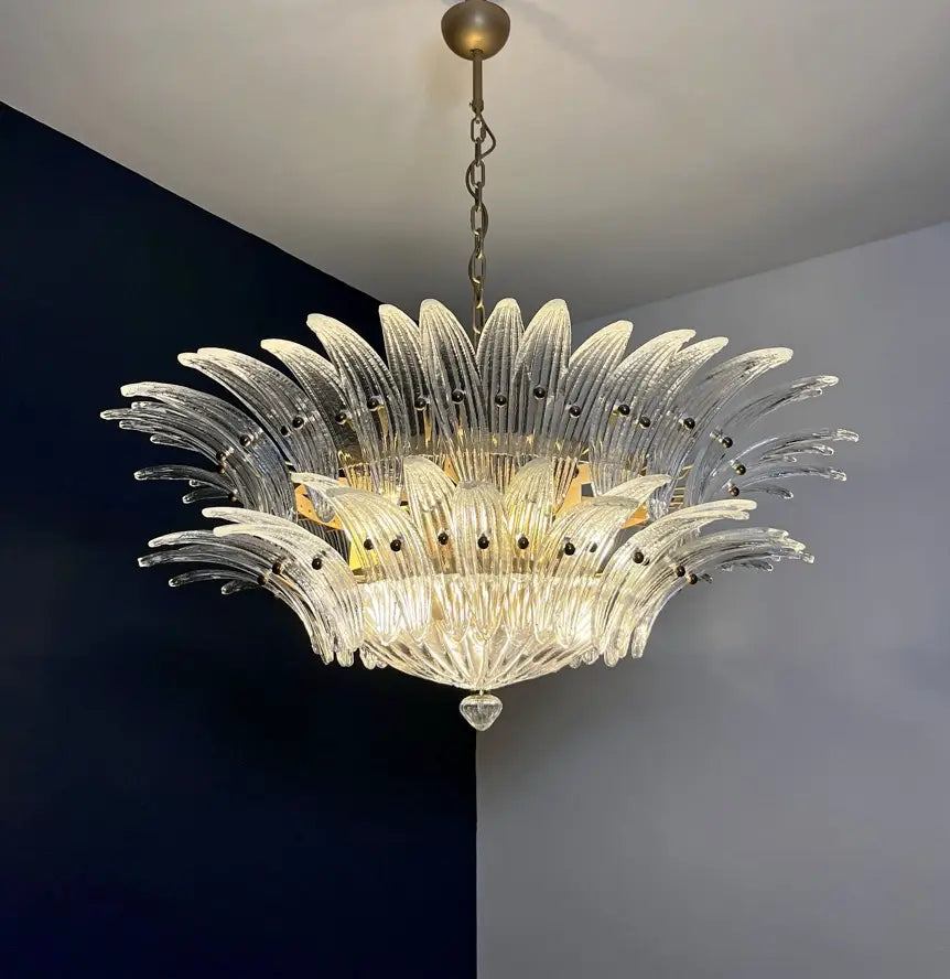 Murano Lysekrone – 82 Klare Palmeglass – detalj 9 – Murano Classics