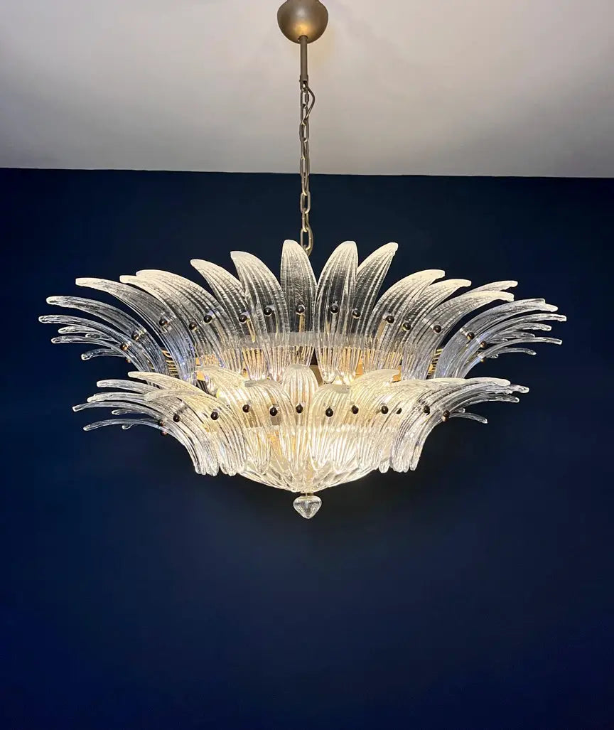 Murano Lysekrone – 82 Klare Palmeglass – detalj 8 – Murano Classics