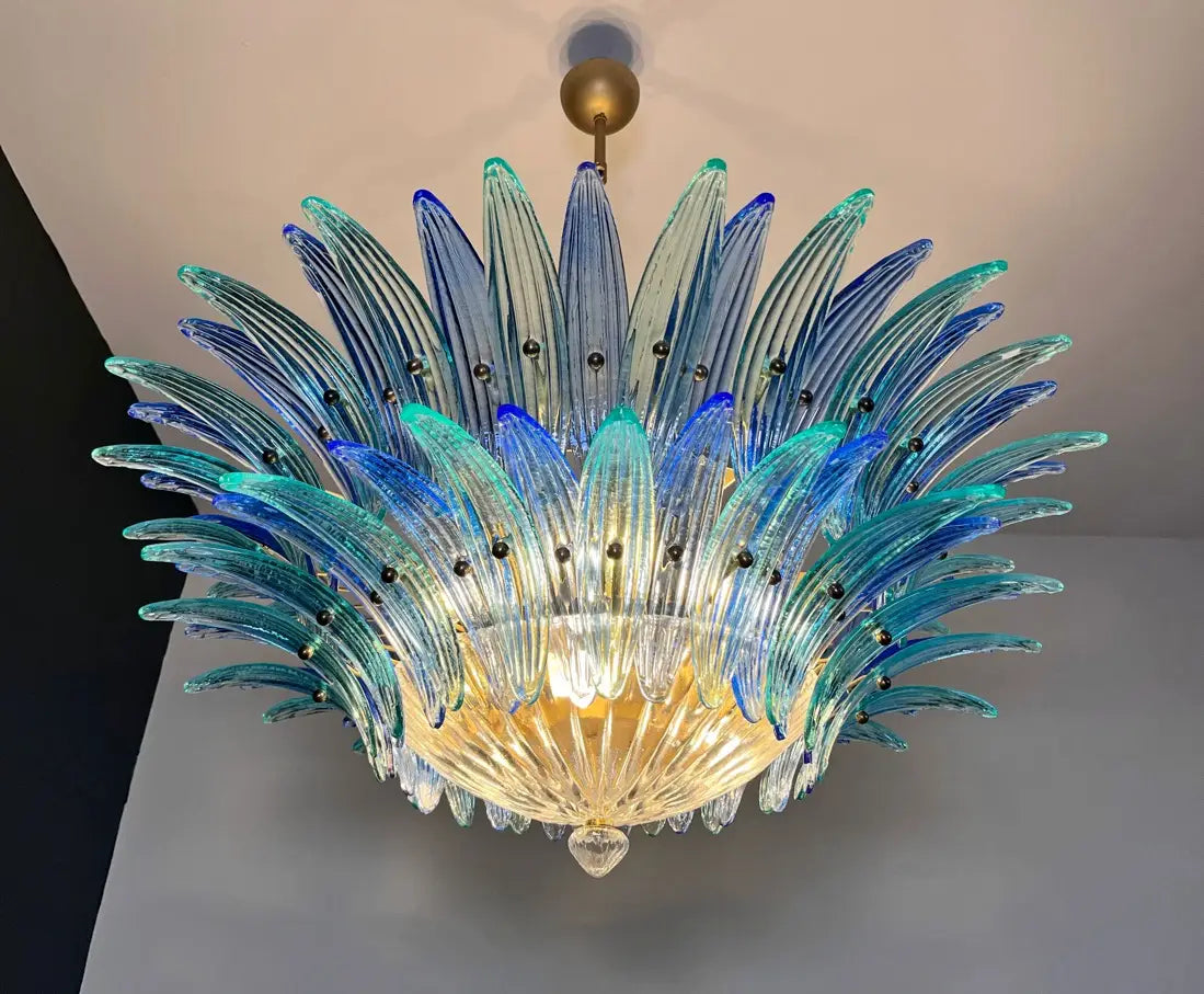 Murano Lysekrone – 82 Blå og Turkise Palmeglass – detalj 9 – Murano Classics