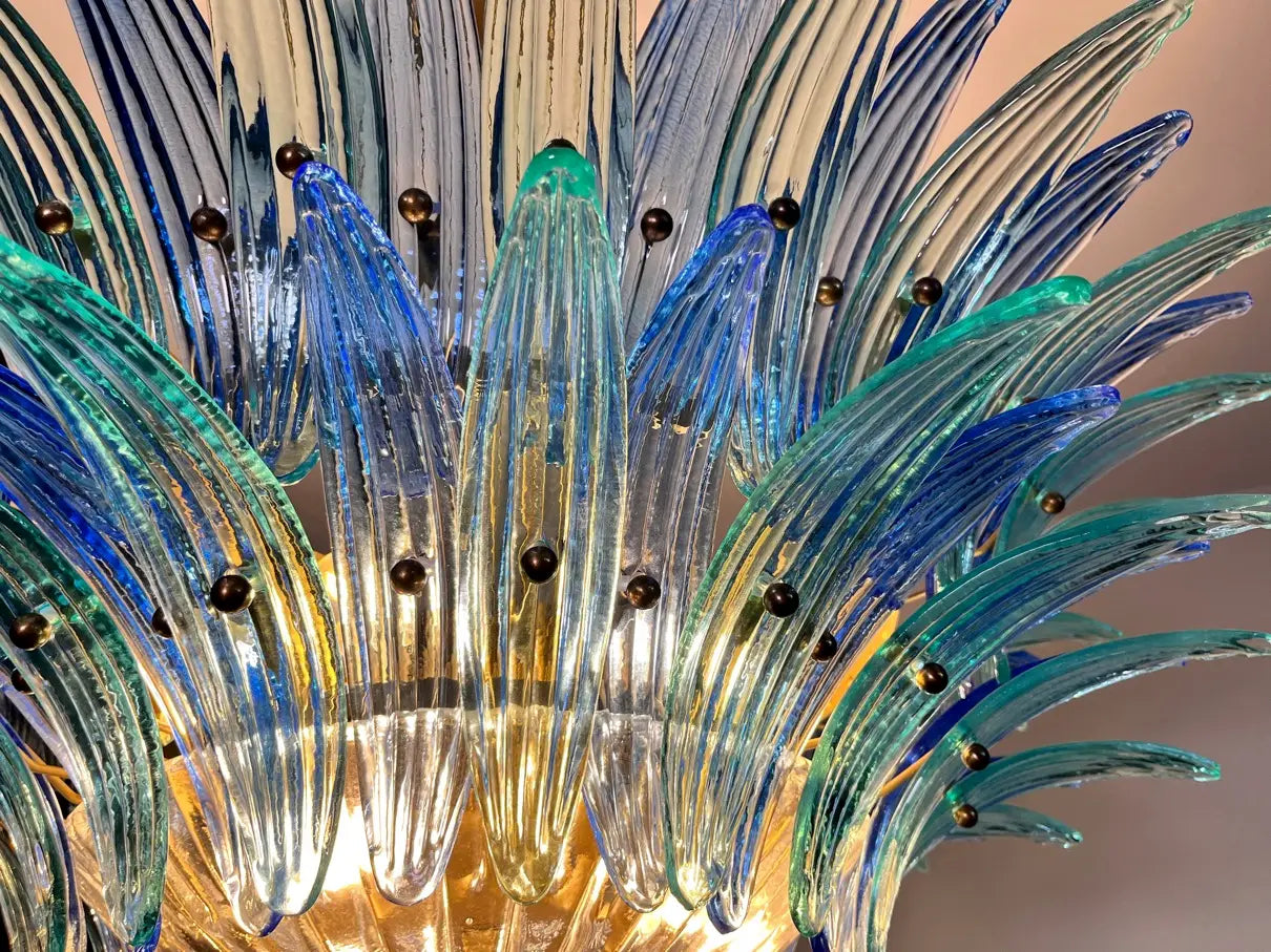 Murano Lysekrone – 82 Blå og Turkise Palmeglass – detalj 6 – Murano Classics