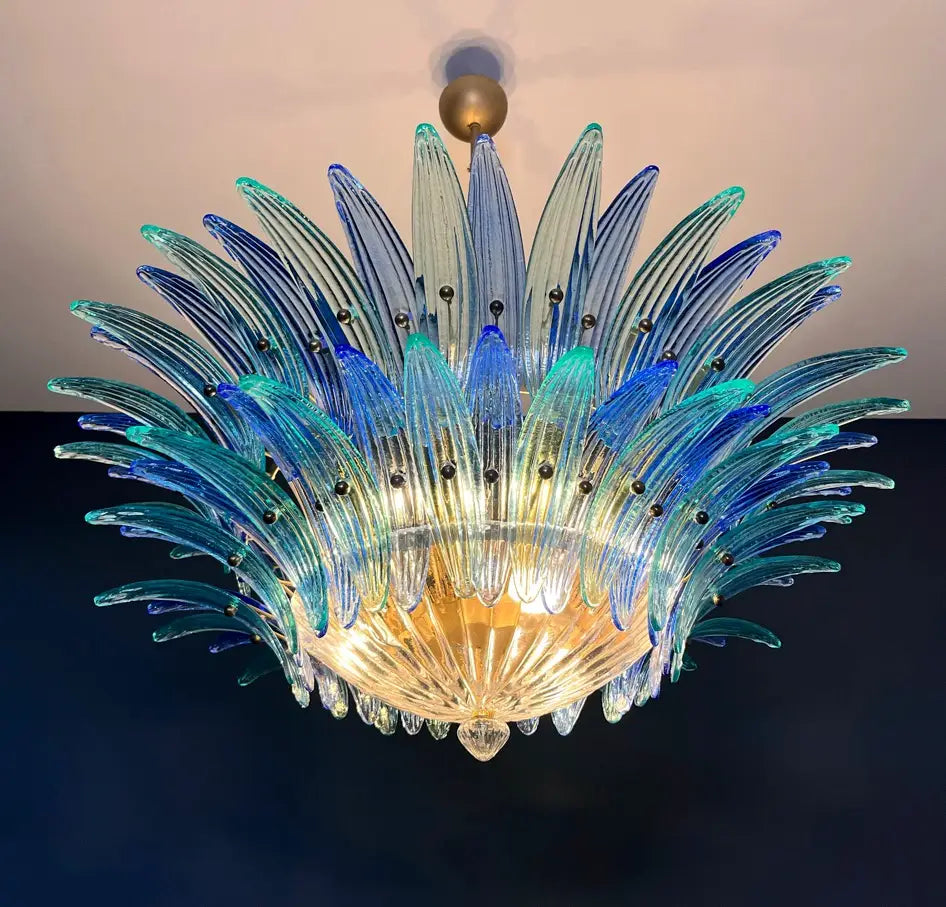 Murano Lysekrone – 82 Blå og Turkise Palmeglass – detalj 7 – Murano Classics