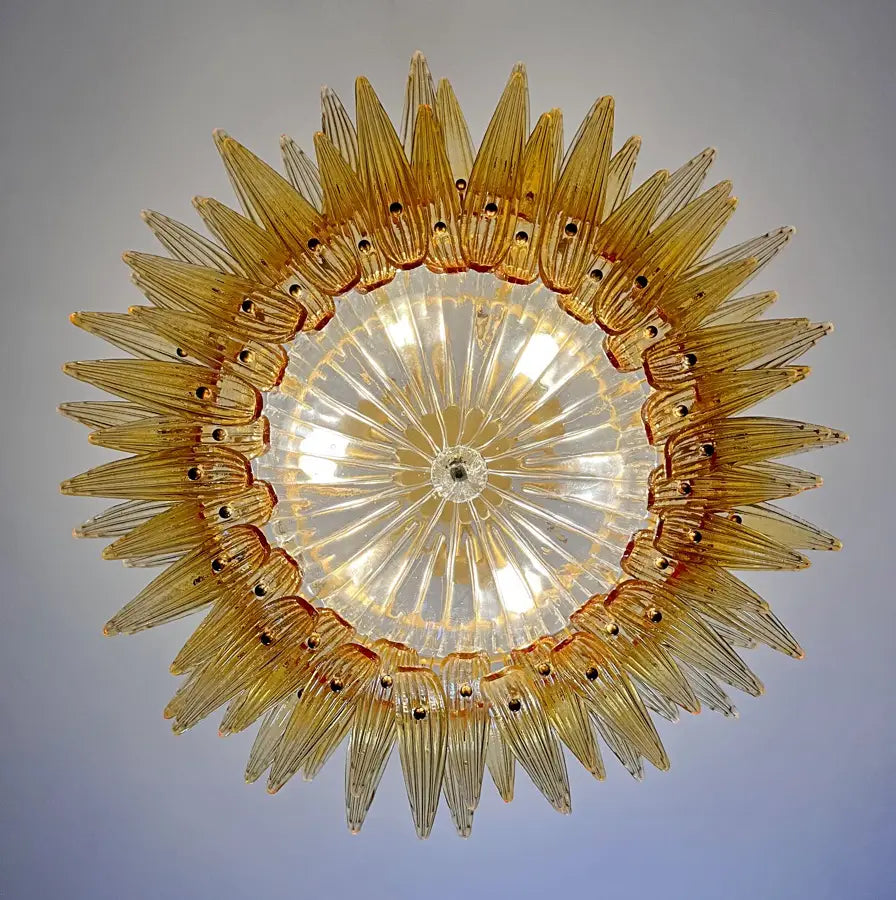 Murano Lysekrone – 82 Gule Palmeglass – detalj 11 – Murano Classics