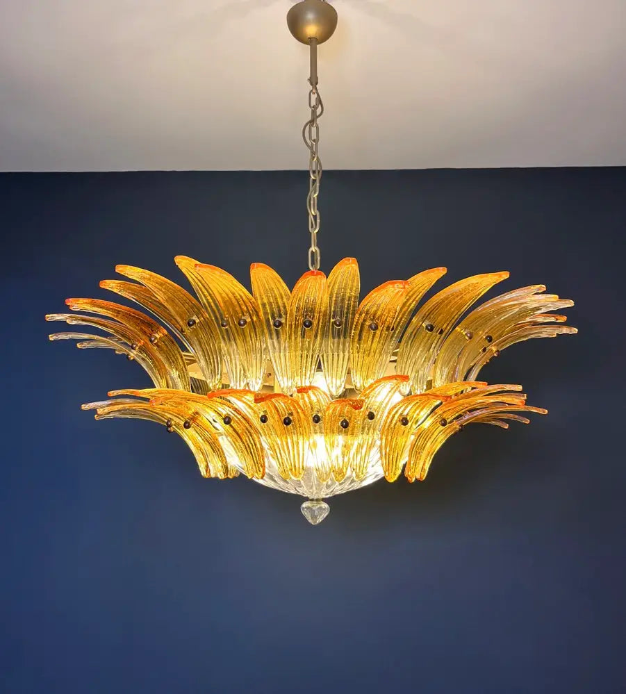 Murano Lysekrone – 82 Gule Palmeglass – detalj 9 – Murano Classics