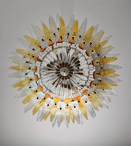 Murano Lysekrone | 82 Klare Gule Gull Palmeglass