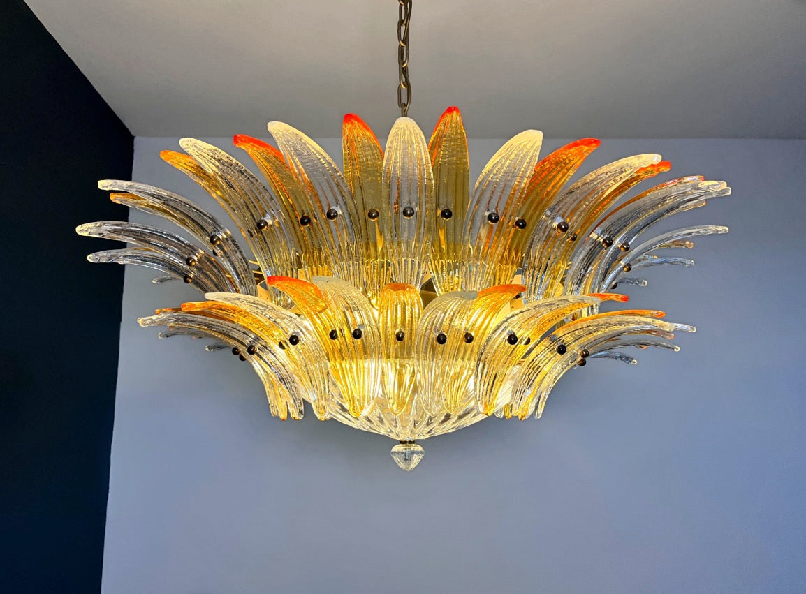 Murano Lysekrone – 82 Klare og Gule Palmeglass – detalj 4 – Murano Classics