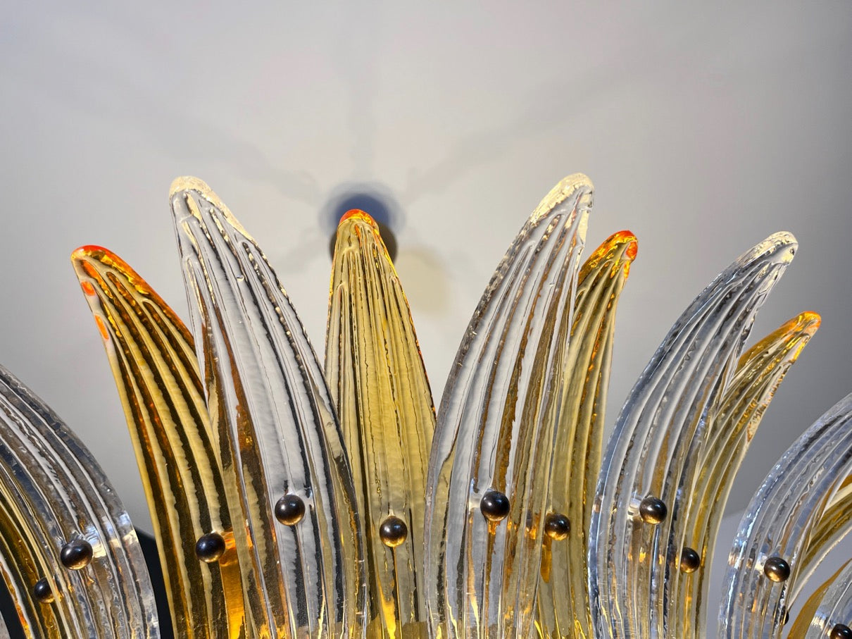 Murano Lysekrone – 82 Klare og Gule Palmeglass – detalj 2 – Murano Classics