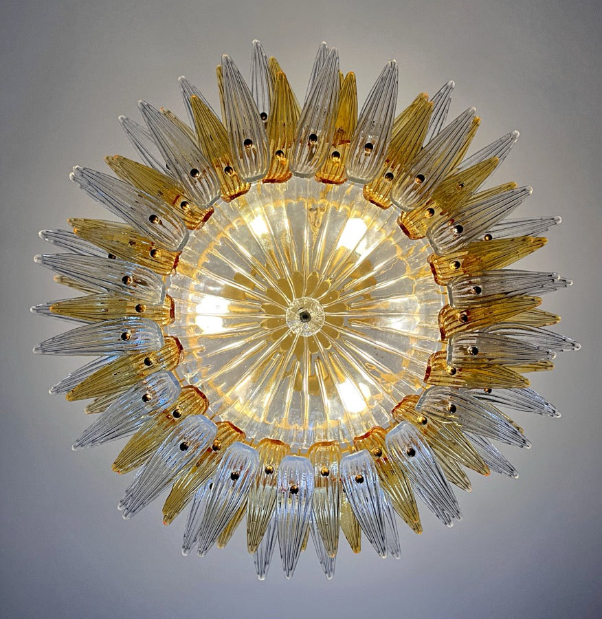 Murano Lysekrone – 82 Klare og Gule Palmeglass – detalj 5 – Murano Classics