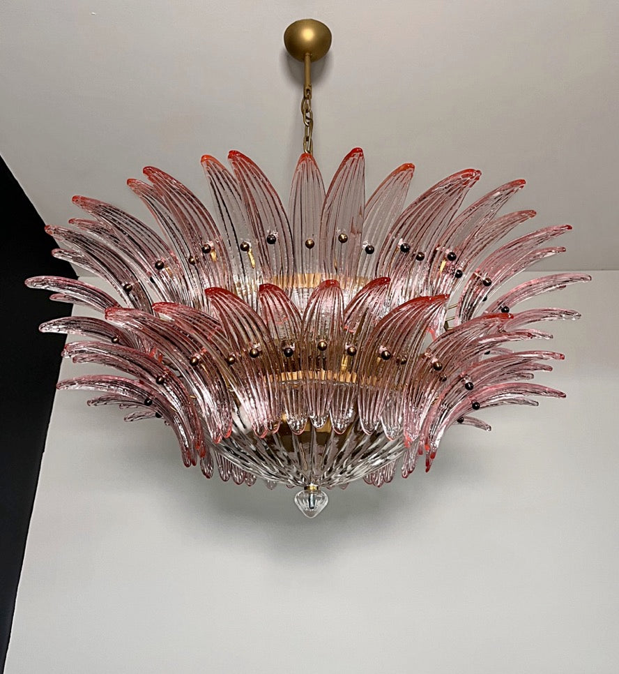 Murano Lysekrone – 82 Klare Rosa Gull Palmeglass – detalj 11 – Murano Classics
