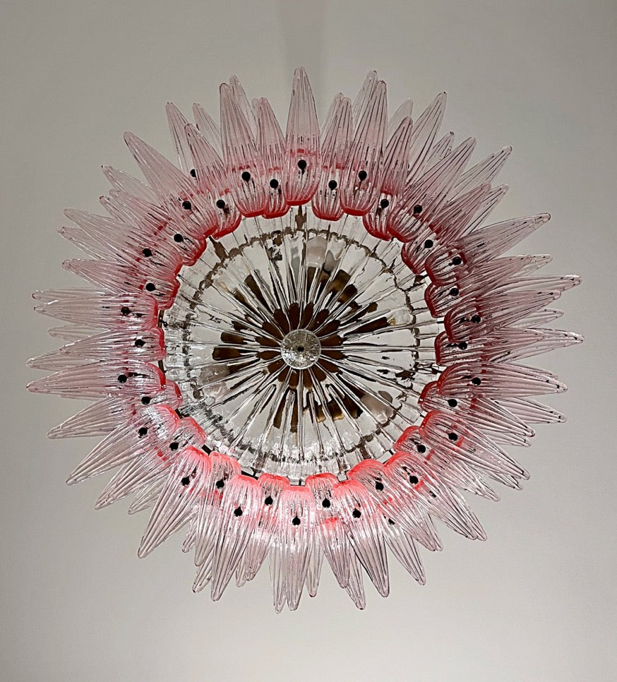 Murano Lysekrone – 82 Klare Rosa Gull Palmeglass – detalj 9 – Murano Classics