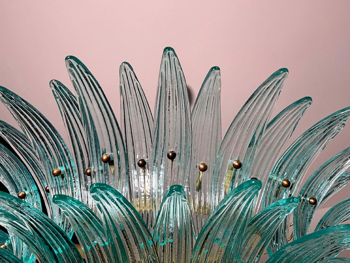 Murano Lysekrone – 82 Klare Turkise Palmeglass – detalj 10 – Murano Classics
