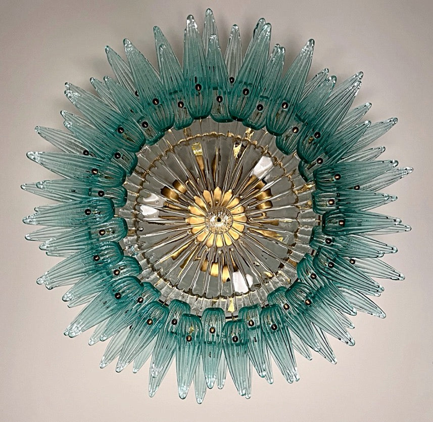 Murano Lysekrone – 82 Klare Turkise Palmeglass – detalj 9 – Murano Classics